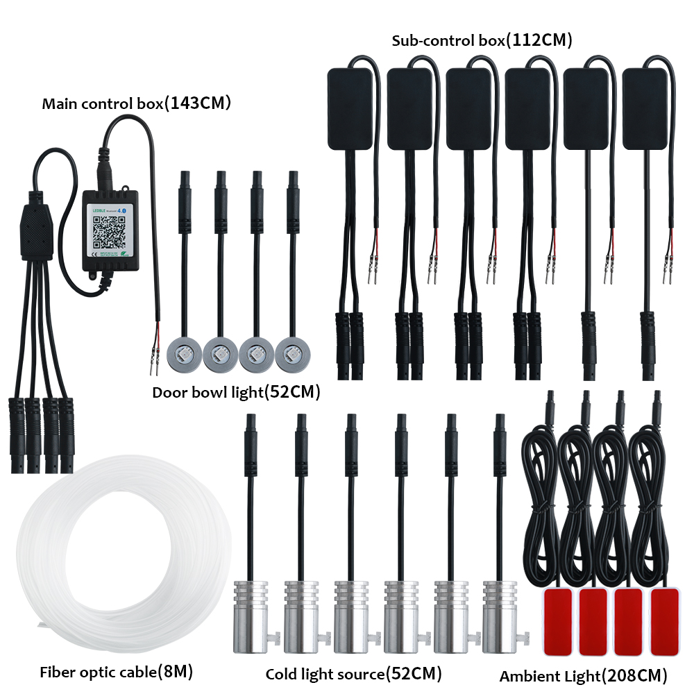 Led Ambient Interior Car Lights App Control - 14 in 1 RGB Car Interior