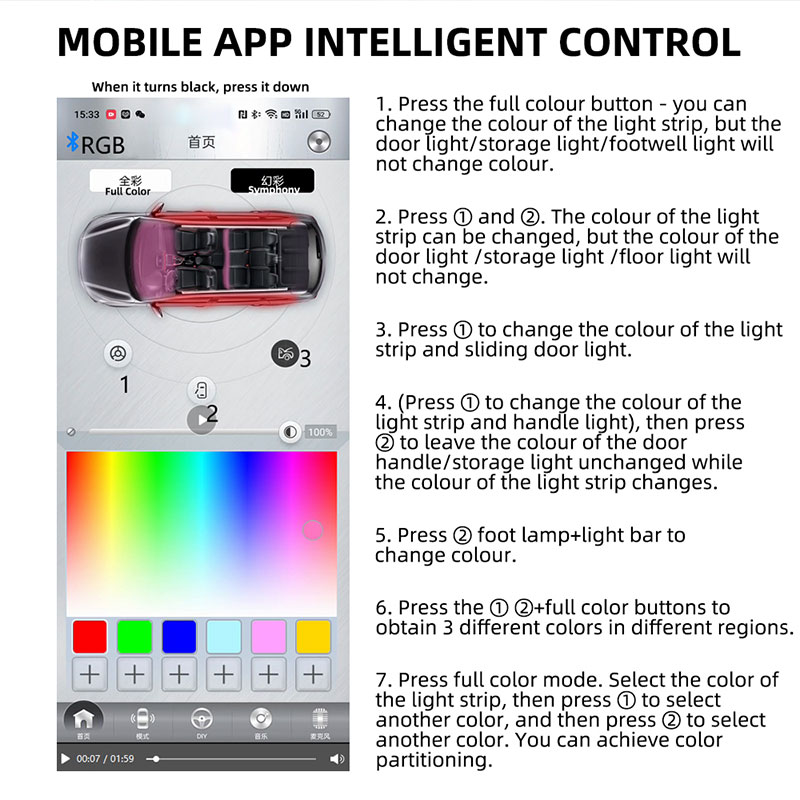 Car Accessories Interior Atmos - огляд і ціна Led Ambient Interior Car Lights App Control