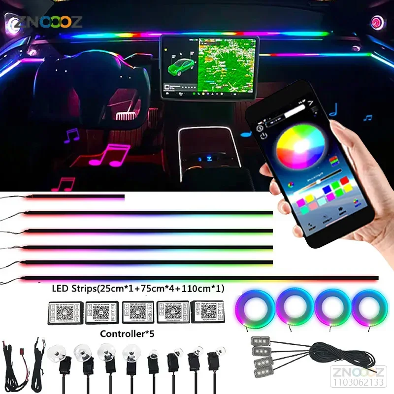 18IN1 Neon Car Interior Ambien - огляд і ціна Led Ambient Interior Car Lights App Control