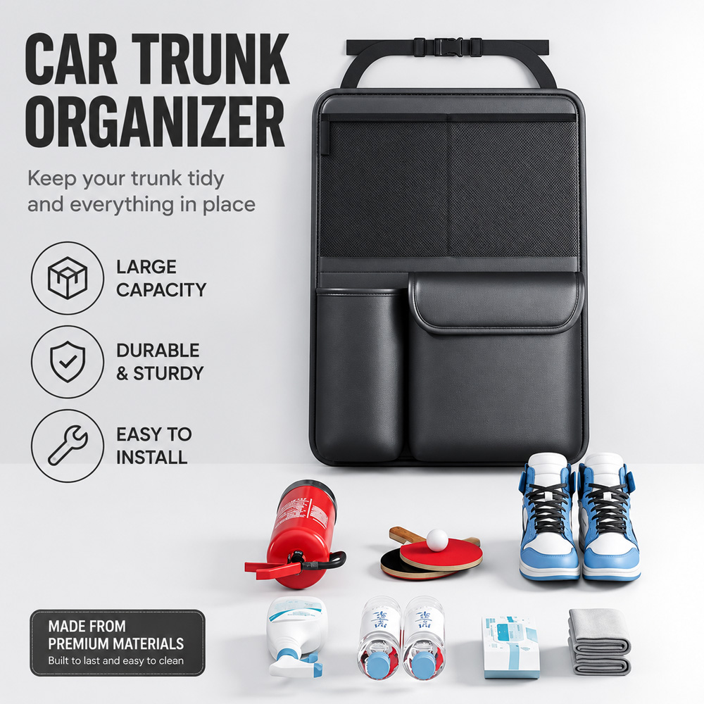 1Pc Kcimo Hanging PU Leather C - огляд і ціна Car Trunk Organizer Foldable Storage Box
